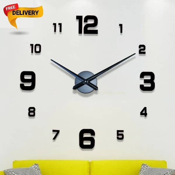 3D Digits Acrylic Wall Clock with Big Needles - BiSense Mart 1