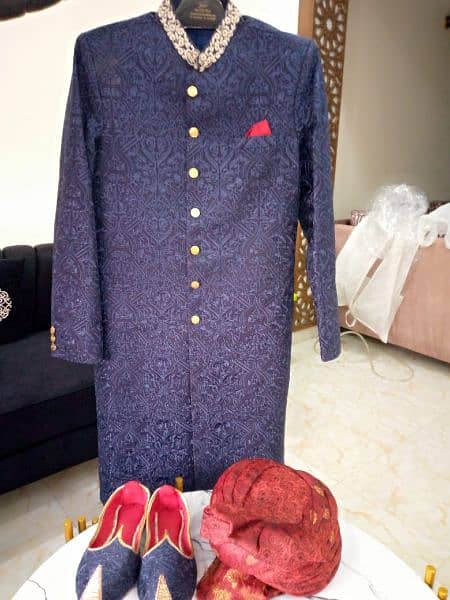 sherwani with matching qulla and khussa 9