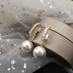 geometric pearl pendant earrings 0