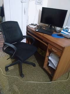 strong wood study table and new Boss chair