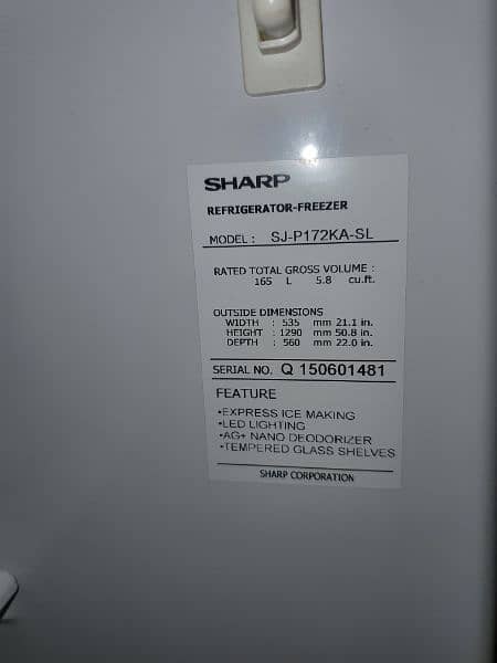 SHARP REFRIGERATOR imported no frost 4