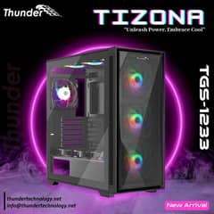 Thunder Tizona (With x4 ARGB Fans) Mid-Tower ATX Gaming Case – Black 0