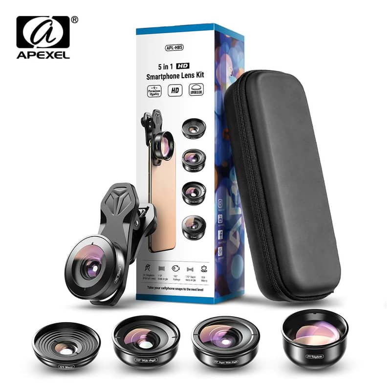 Mobile 5 in 1 Lens Kit Macro/Telephto/Wide/Super Wide/Fisheye 1