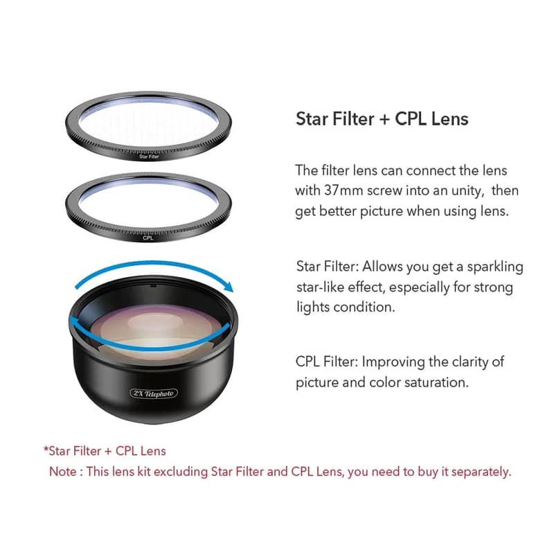Mobile 5 in 1 Lens Kit Macro/Telephto/Wide/Super Wide/Fisheye 8