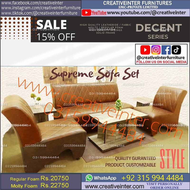 Office parlour single sofa set furniture table chair cafe desk couch 3