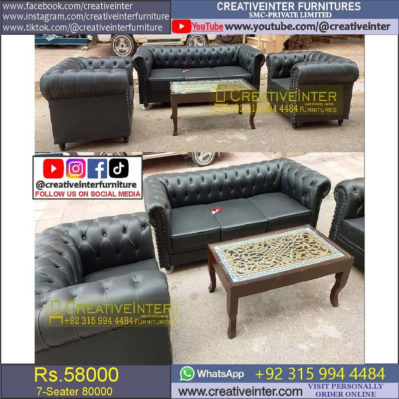 Office parlour single sofa set furniture table chair cafe desk couch 6