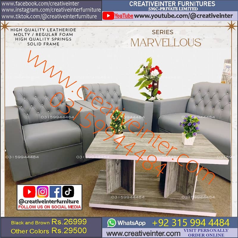 Office parlour single sofa set furniture table chair cafe desk couch 8
