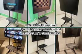 LCD LED Tv Floor Stand with wheels and shelf 0