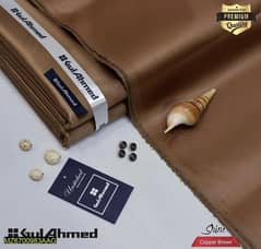 Men's New  Gul Ahmed Brown Unstitched suit.