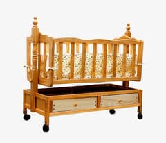 Baby Wooden Sleeping Cot with Swing for sale