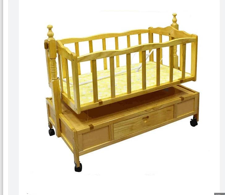 Baby Wooden Sleeping Cot with Swing for sale 1