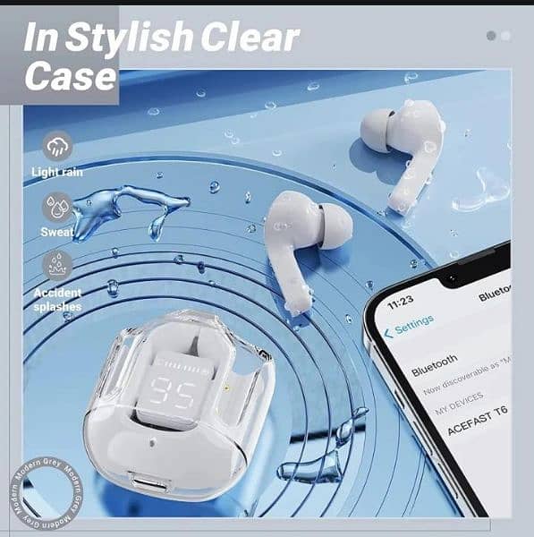 EARBUDS AIR 31 WIRELESS EARBUDS WITH CRYSTALTRANSPARENT CASE. withpouch 7