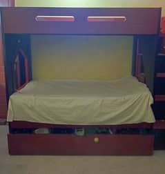 bunk bed with 3 door almirah