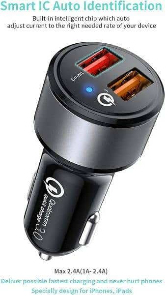 ikits dual USB fast car charger 1