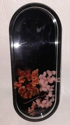Resin trinket tray black floral