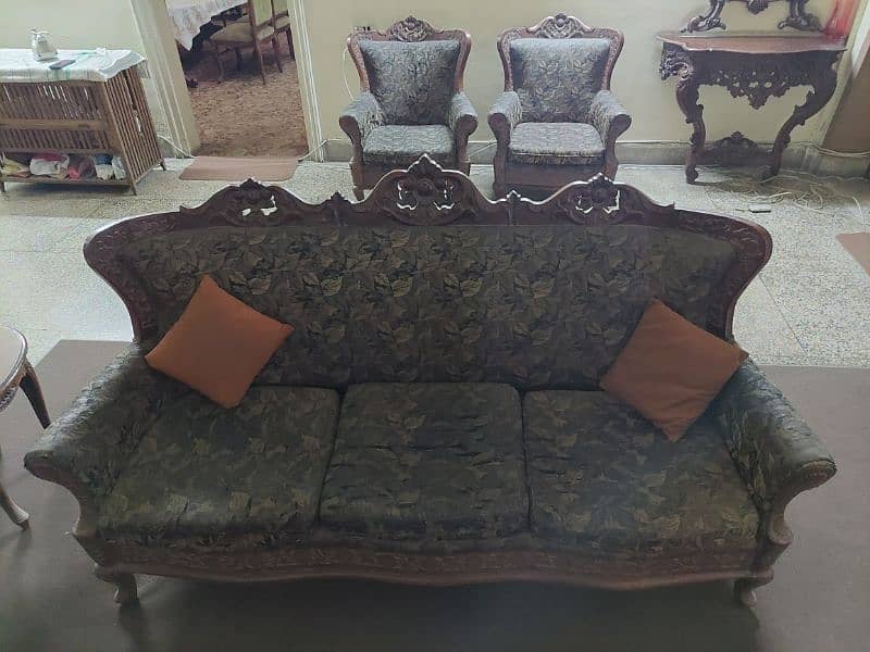5 seater Sofa Set/kali tali/shesham/Solid wood/old furniture/grand/big 4
