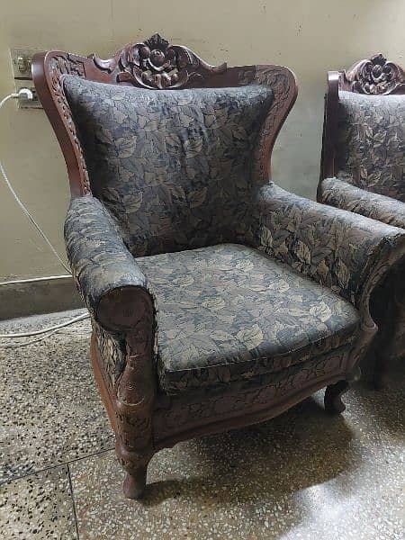 5 seater Sofa Set/kali tali/shesham/Solid wood/old furniture/grand/big 3