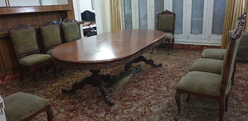 Classic dining table/with chairs/8 dining chairs/Solid wood Dining/Big 12