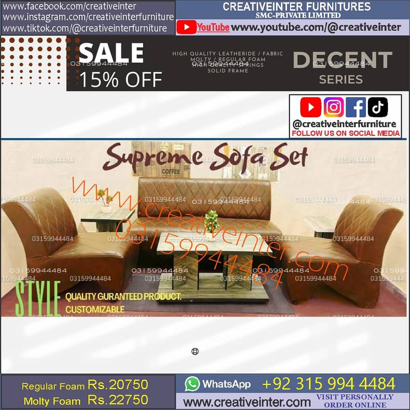 Office Home Sofa Set 5 Seater Desk Center Table Chair Rack Guest Couch 7