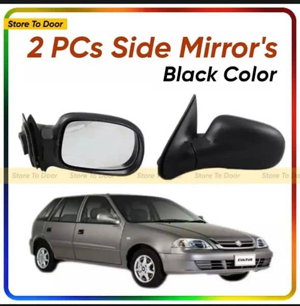 Suzuki Cultus side Mirror (2 pcs) black color 2000-2016 model 3