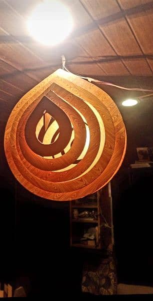 laser cut wooden hanging lamp 2