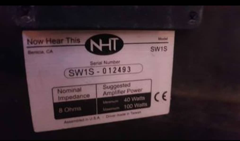 NHT Subwoofer Speaker 100 watts 0