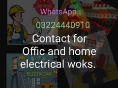 electrician available contact for Offic & home electric works. AC work