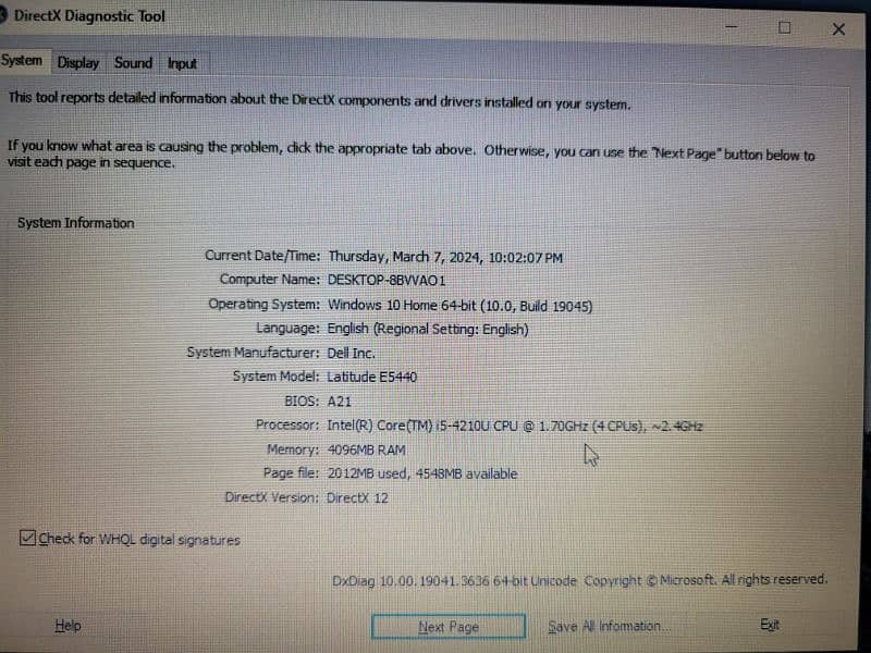 Dell laptop core i5 4th gen with fingerprint 8
