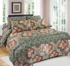 7 pieces double bed digital print comforter set