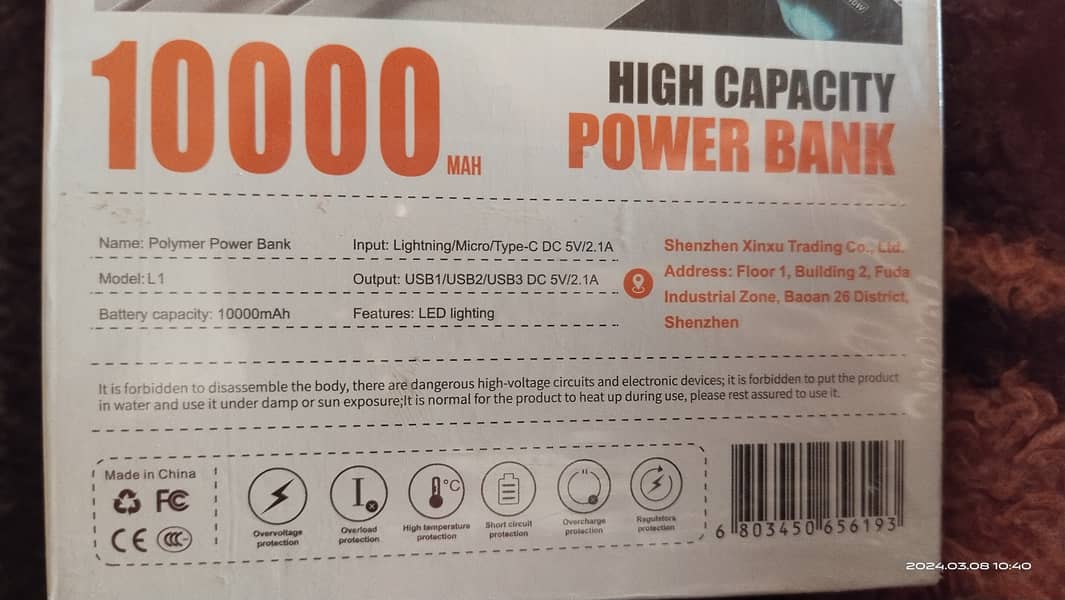 10000 mAh Power Bank Fast New 5