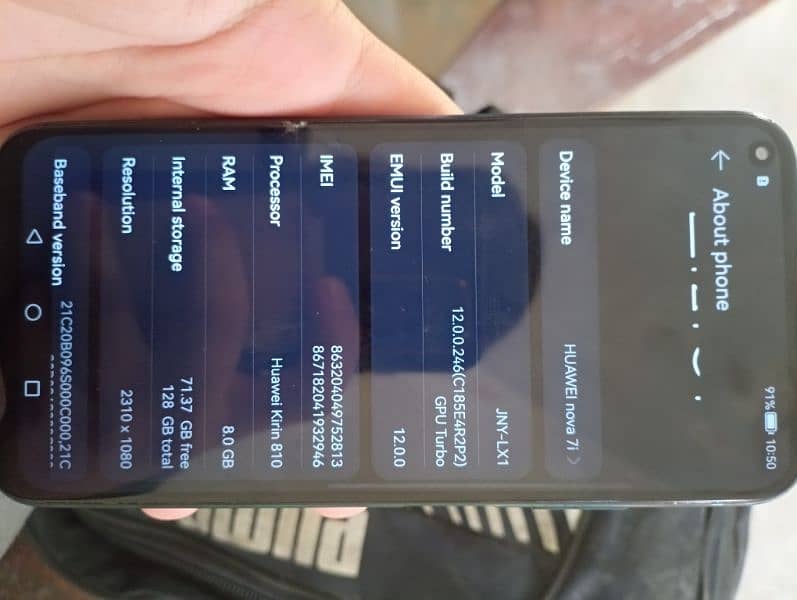 Huawei nova 7i 8 gb ram 128 gb memory non PTA screen slightly damage 6