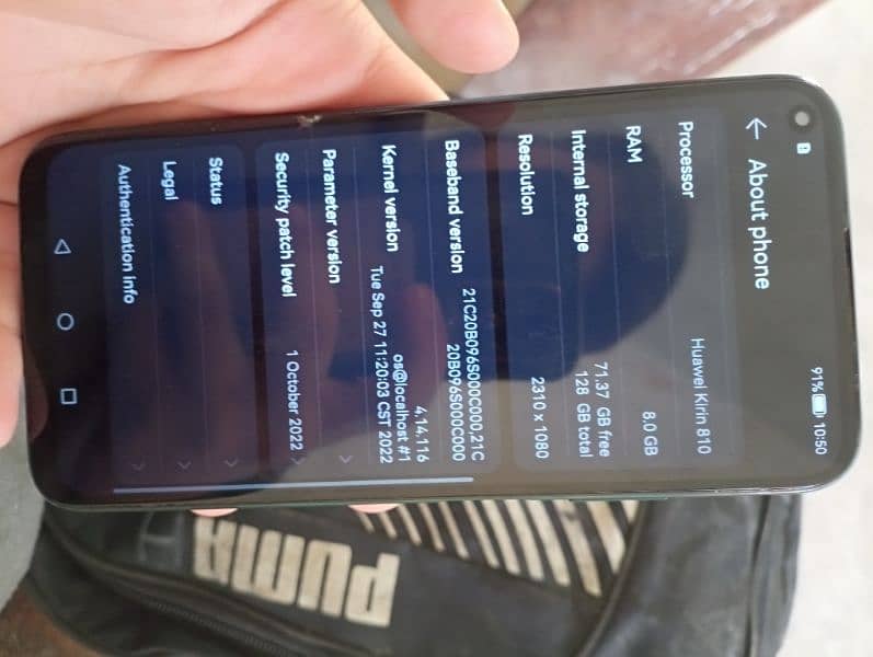 Huawei nova 7i 8 gb ram 128 gb memory non PTA screen slightly damage 7