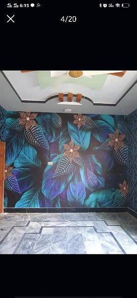 3D wallpaper, Flax wallpaper, wall art work, flooring, ceiling 3
