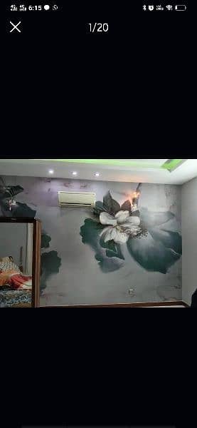 3D wallpaper, Flax wallpaper, wall art work, flooring, ceiling 4
