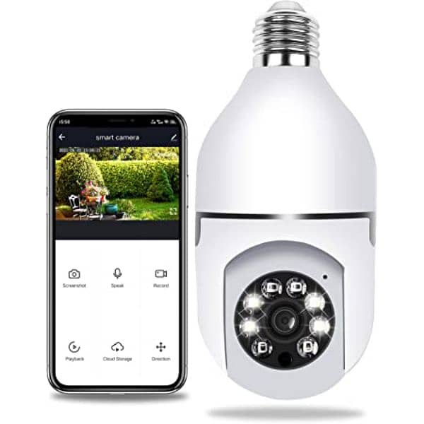 PTZ Bulb Camera Colour Vision 1080p App V380p 0