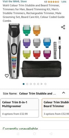 Wahl Colour Trim Stubble and Beard Trimmer, Beard Trimming Kit 0