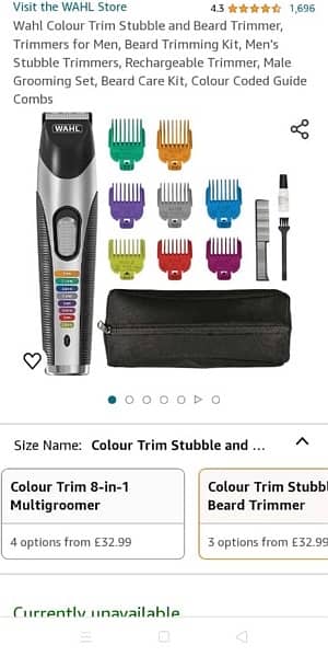 Wahl Colour Trim Stubble and Beard Trimmer, Beard Trimming Kit 0
