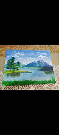 beautiful mountain scenery painting