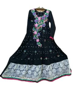 long black embroidery frock