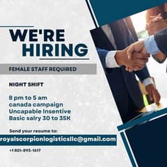 Required female staff for night shift