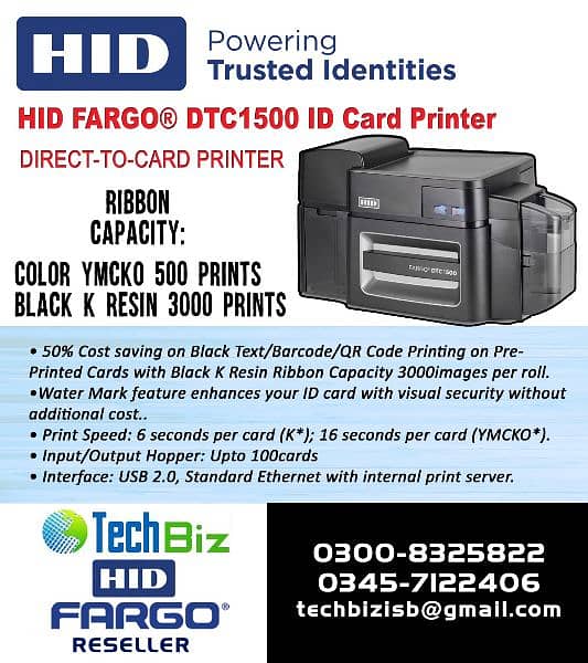 Fargo HID Dtc 1500 dualside Card Printer 0