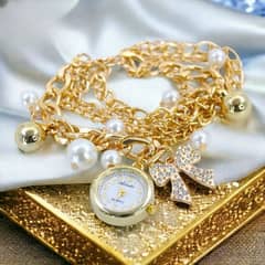 Pearls bracelet watch for girls