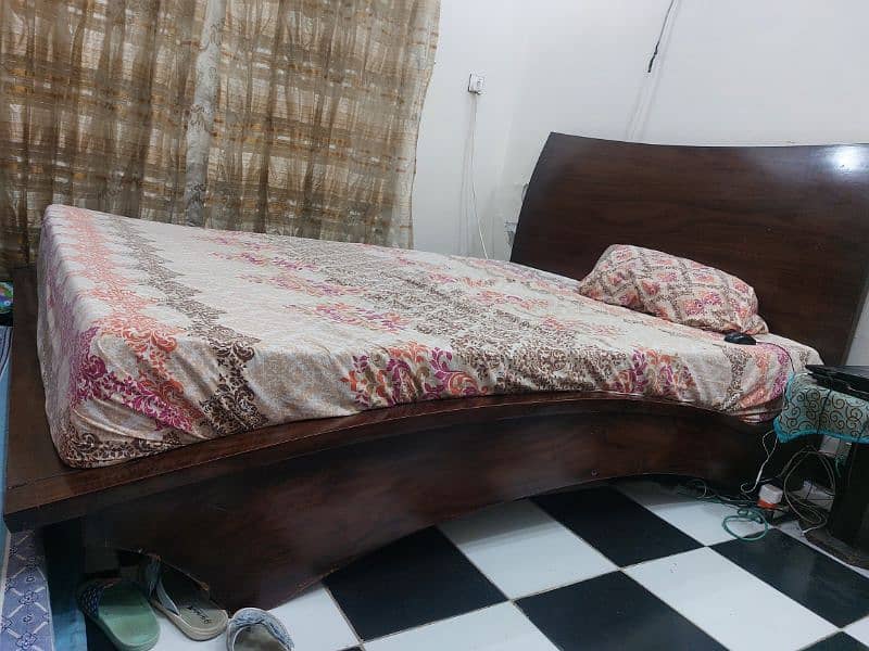 Wooden Double Bed with 2 Side Tables 0