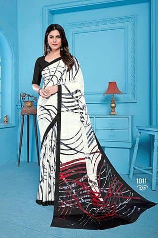 Saree Creap silk unstich saree with blouse saree for girl low price 8