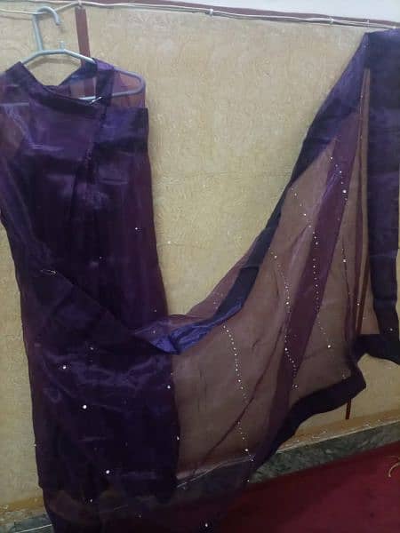 organza saree with heavy blouse, color dark purple 2