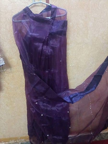 organza saree with heavy blouse, color dark purple 3