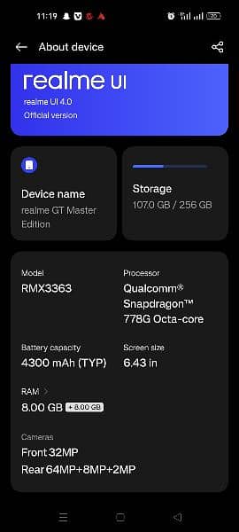 Realme GT Master Edition 8/256 5G with 67watt charger, complete Box 6