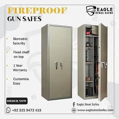 GUN SAFE / FIRE PROOF LOCKER / BIOMETRIC RIFLE SAFE / STEEL LOCKER 16
