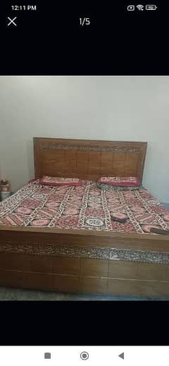 Lasani wooden bed for sale without mattress and with side tables