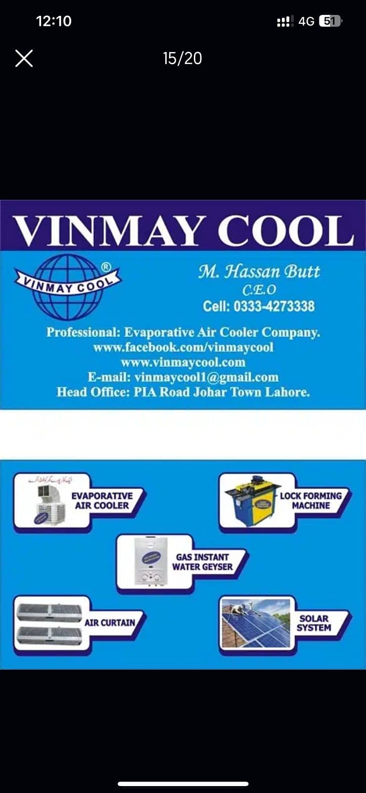 Evaporative Air Cooler. We are Importer & Supplier CEO Hassan Butt 4
